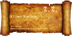 Klimo Karina névjegykártya